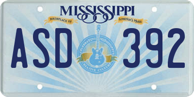 MS license plate ASD392