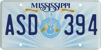 MS license plate ASD394