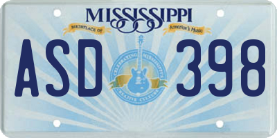 MS license plate ASD398
