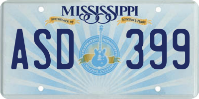 MS license plate ASD399
