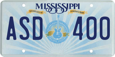 MS license plate ASD400
