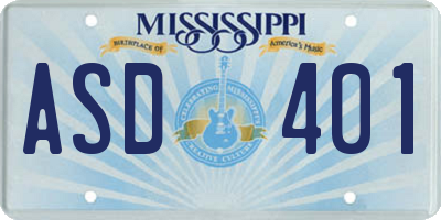 MS license plate ASD401