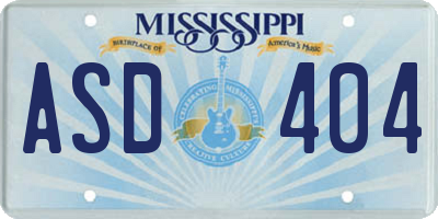 MS license plate ASD404