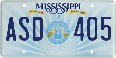 MS license plate ASD405