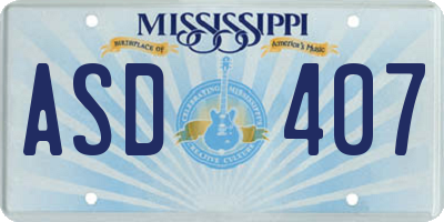 MS license plate ASD407