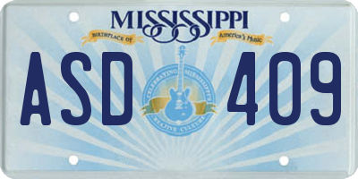 MS license plate ASD409