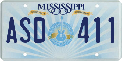 MS license plate ASD411