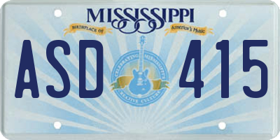 MS license plate ASD415