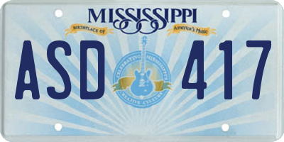 MS license plate ASD417