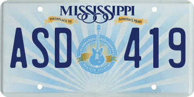 MS license plate ASD419
