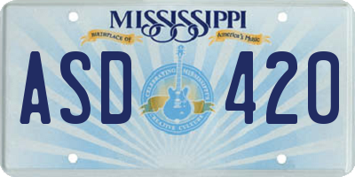 MS license plate ASD420