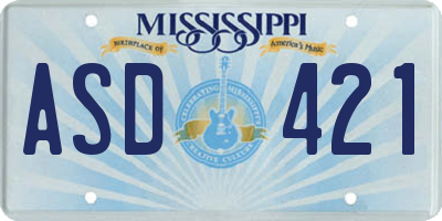MS license plate ASD421