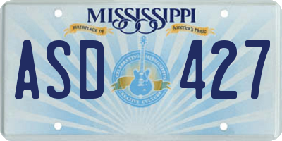 MS license plate ASD427