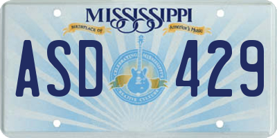 MS license plate ASD429