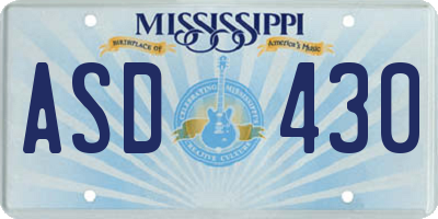 MS license plate ASD430