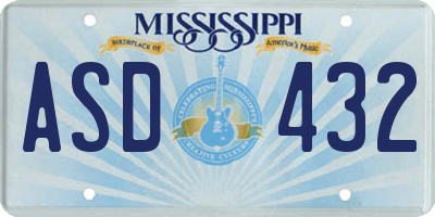 MS license plate ASD432