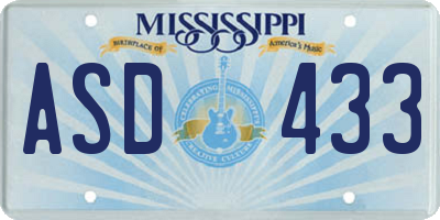 MS license plate ASD433