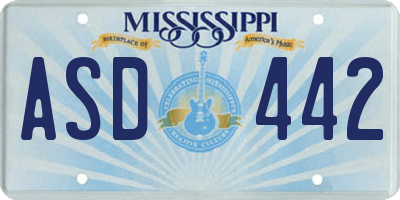 MS license plate ASD442