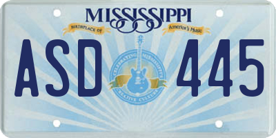 MS license plate ASD445