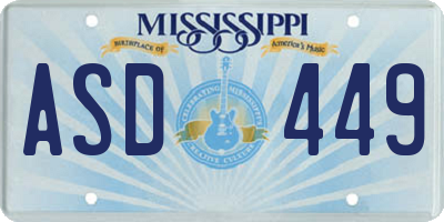 MS license plate ASD449