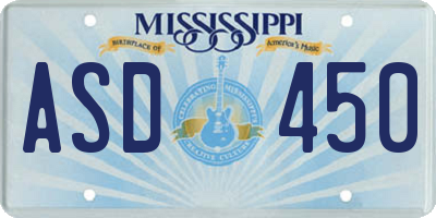MS license plate ASD450