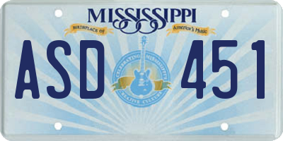 MS license plate ASD451