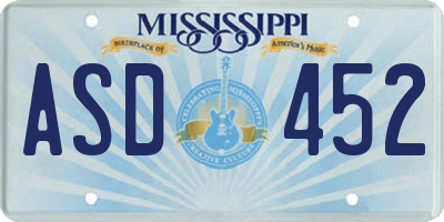 MS license plate ASD452