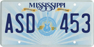 MS license plate ASD453
