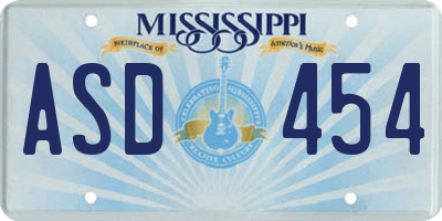 MS license plate ASD454