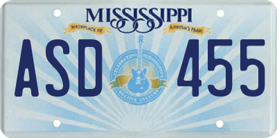 MS license plate ASD455