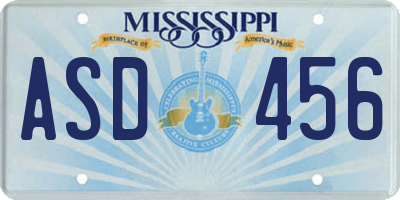 MS license plate ASD456