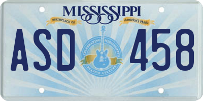 MS license plate ASD458