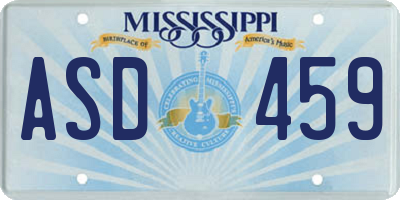 MS license plate ASD459