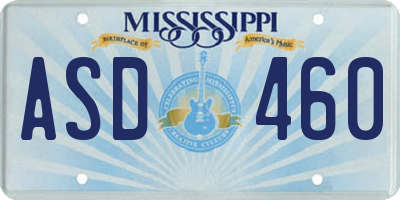 MS license plate ASD460