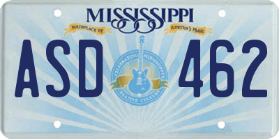MS license plate ASD462