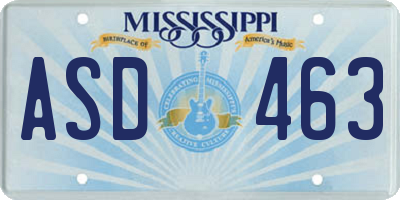 MS license plate ASD463