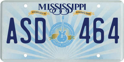 MS license plate ASD464