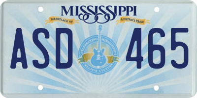 MS license plate ASD465