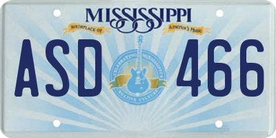 MS license plate ASD466