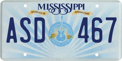 MS license plate ASD467
