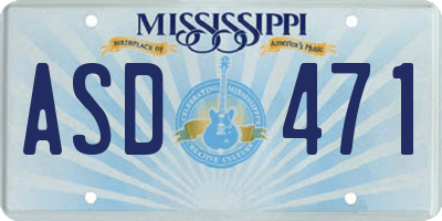 MS license plate ASD471