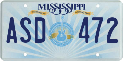 MS license plate ASD472