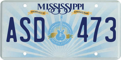 MS license plate ASD473