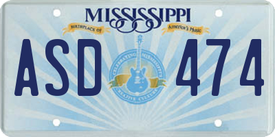 MS license plate ASD474