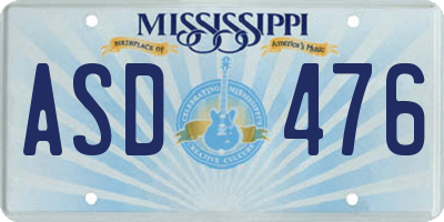 MS license plate ASD476