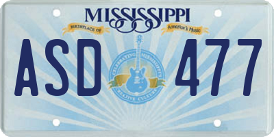 MS license plate ASD477