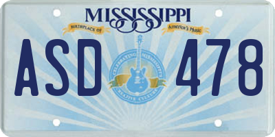 MS license plate ASD478