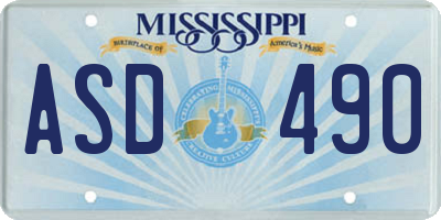 MS license plate ASD490