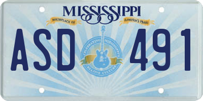 MS license plate ASD491