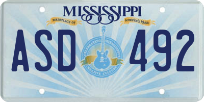 MS license plate ASD492